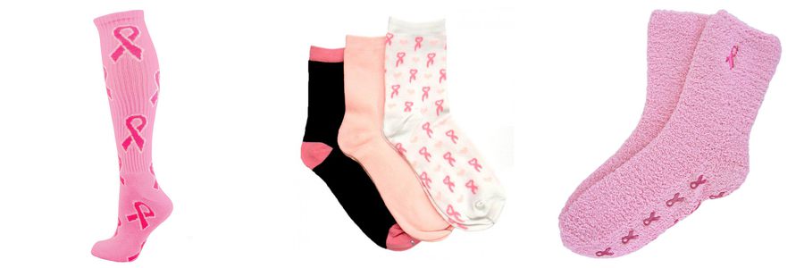 pink breast cancer socks